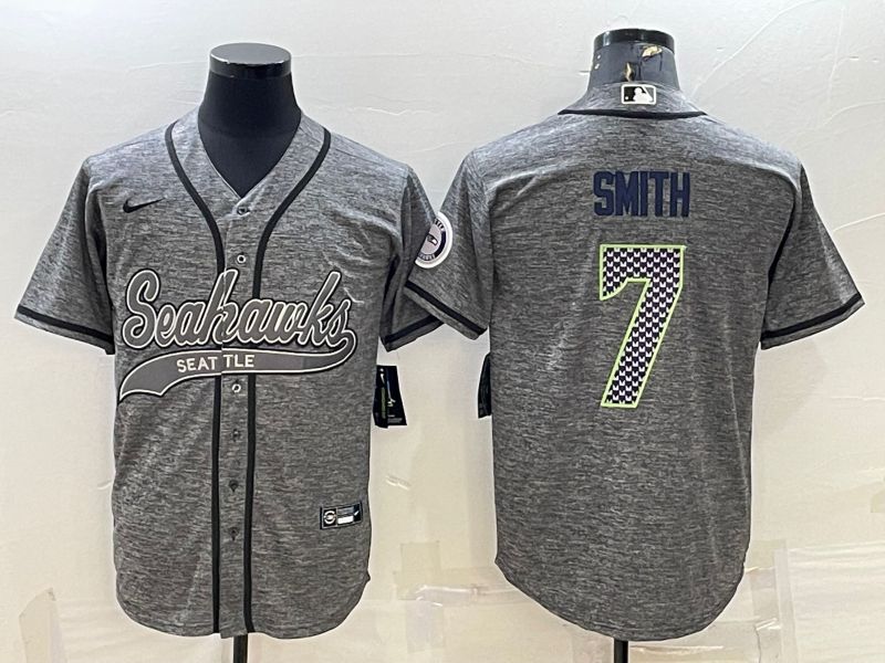 Men Seattle Seahawks #7 Smith Grey hemp ash 2022 Nike Co branded NFL Jerseys->seattle seahawks->NFL Jersey